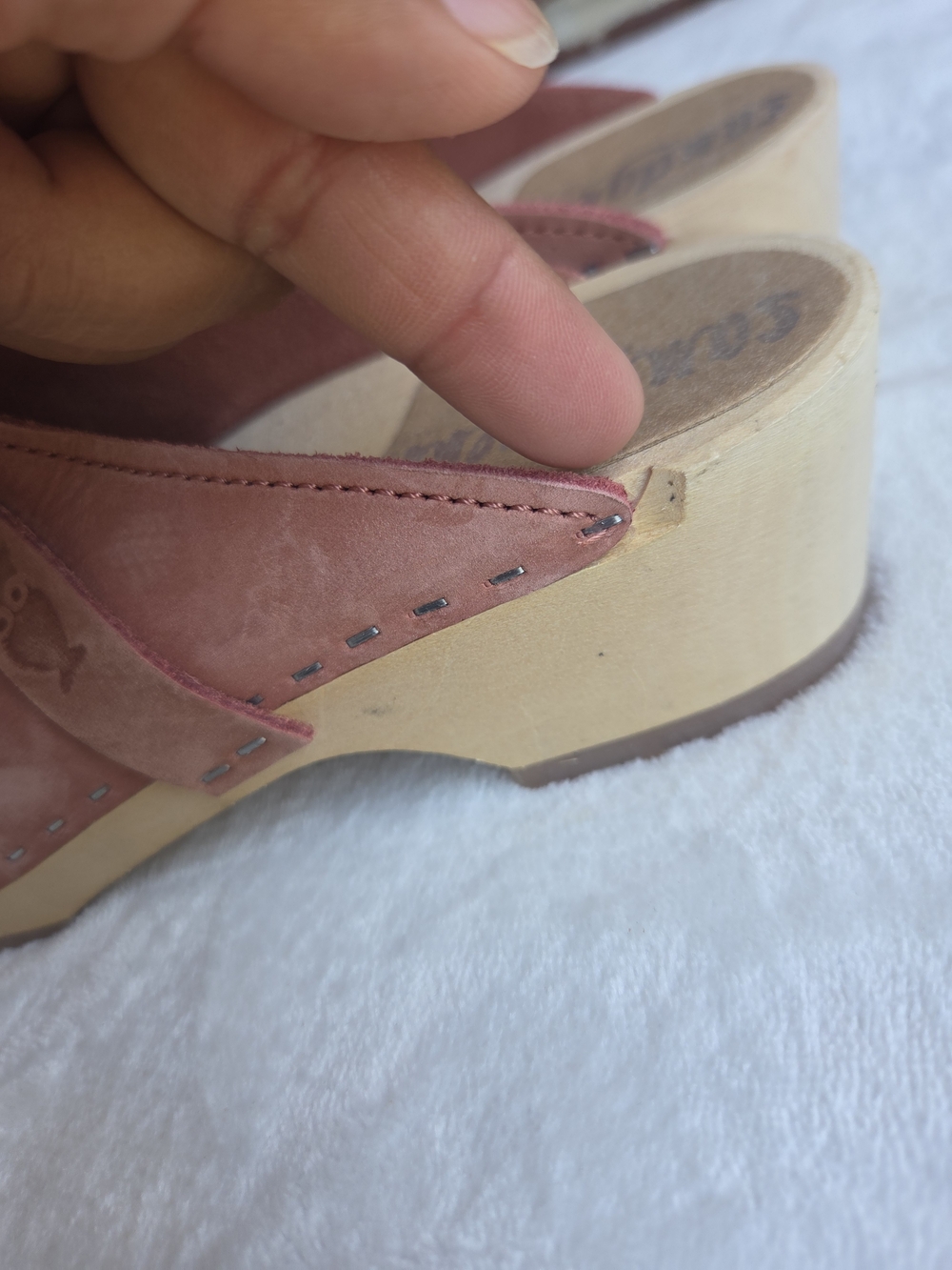 Sandgrens Swedish Wooden Clogs Dusty Rose Suede Slip On Mules EU 37 - Picture 12 of 13